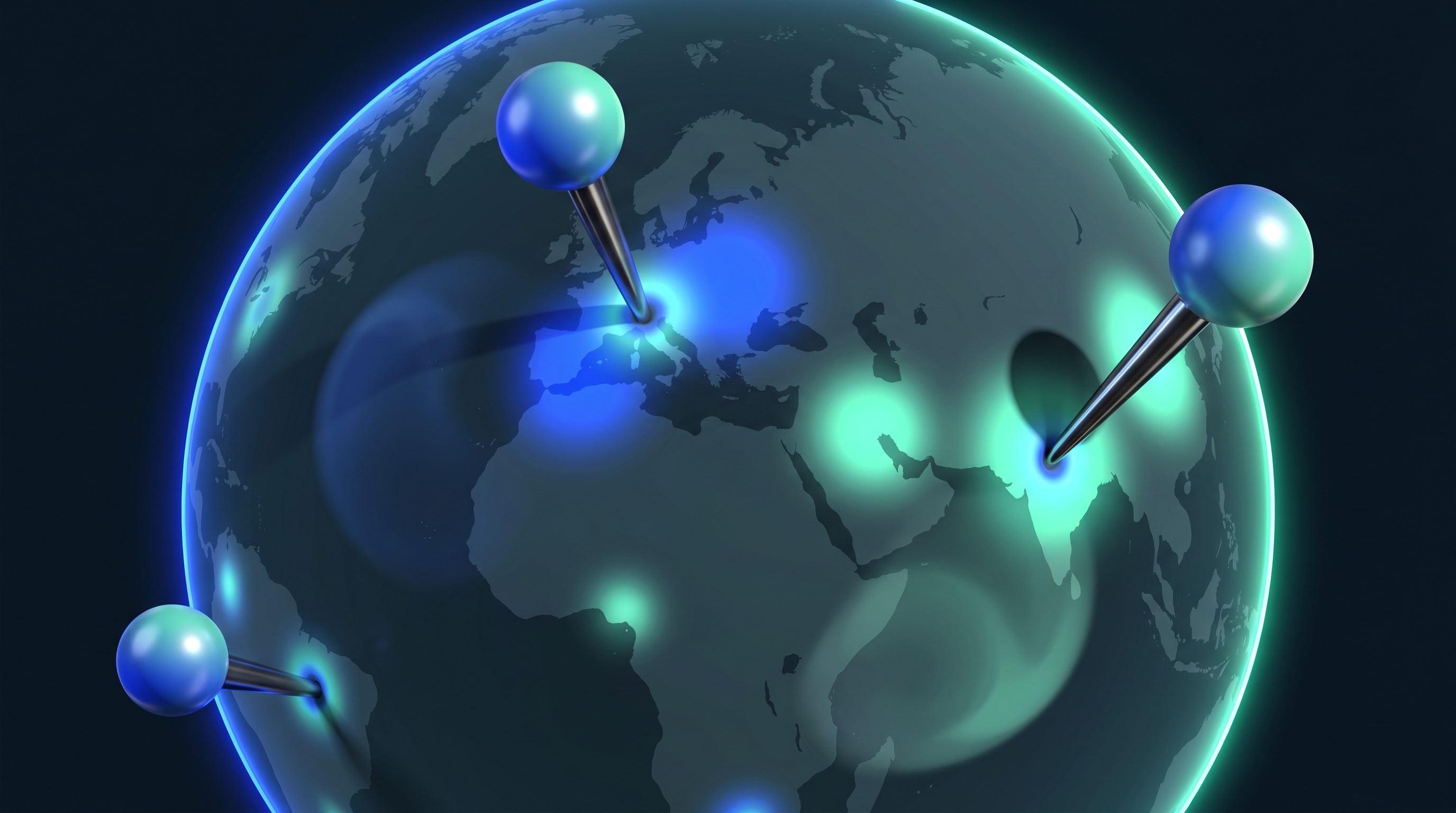 Wereldbol die slachtoffer, dader en websiteserver verspreid over verschillende landen toont